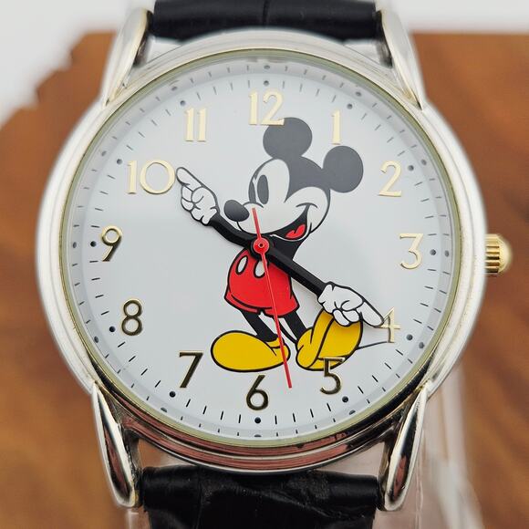 Disney Women's Mickey Mouse Character Watch Contemporary Black Leather Band - Picture 2 of 6